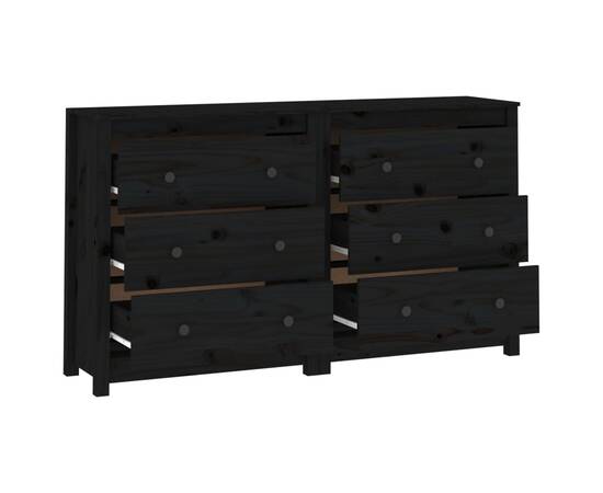 Servantă, negru, 140x35x80 cm, lemn masiv de pin, 5 image