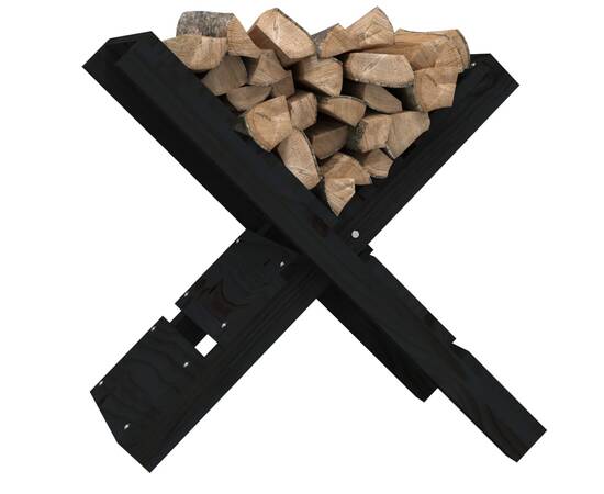 Suport pentru bușteni negru 47x39,5x48 cm lemn masiv de pin, 4 image