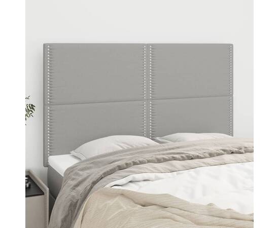 Tăblii de pat, 4 buc, gri deschis, 72x5x78/88 cm, textil