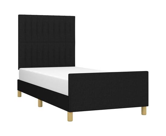 Cadru de pat cu tăblie, negru, 90x200 cm, textil, 3 image