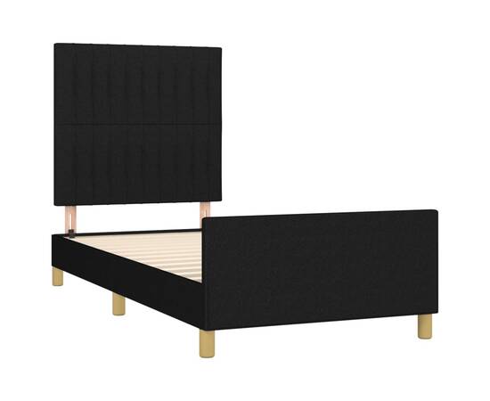 Cadru de pat cu tăblie, negru, 90x200 cm, textil, 4 image