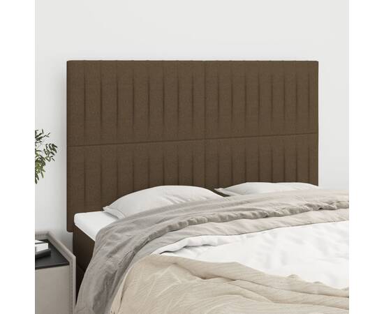 Tăblii de pat, 4 buc, maro închis, 72x5x78/88 cm, textil