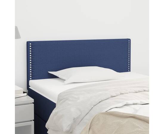 Tăblie de pat, albastru, 80x5x78/88 cm, textil