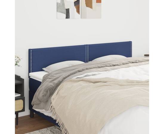 Tăblii de pat, 2 buc, albastru, 80x5x78/88 cm, textil