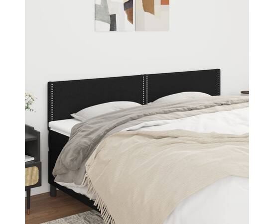 Tăblii de pat, 2 buc, negru, 90x5x78/88 cm, textil