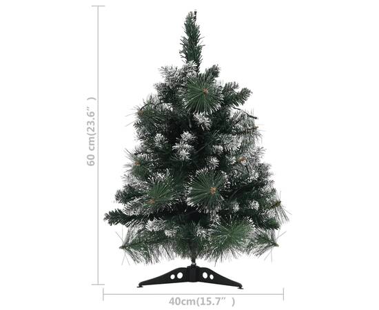 Brad de crăciun artificial cu suport & led-uri verde 60 cm pvc, 9 image