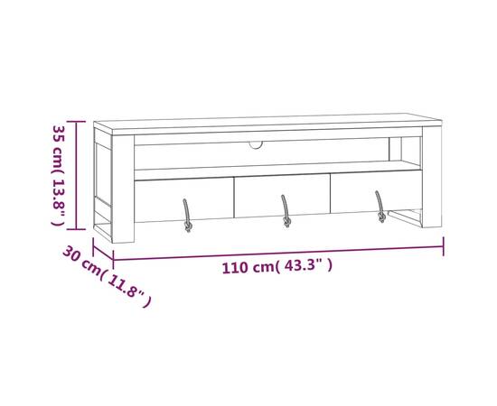 Comodă tv, 110x30x35 cm, lemn masiv de tec, 8 image