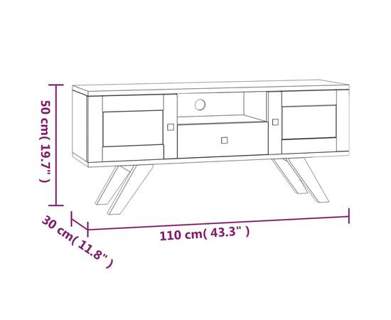 Comodă tv, 110x30x50 cm, lemn masiv de tec, 8 image