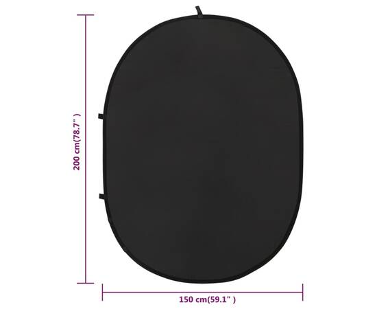 Ecran de fundal studio foto 2-în-1 negru și gri 200x150 cm oval, 8 image
