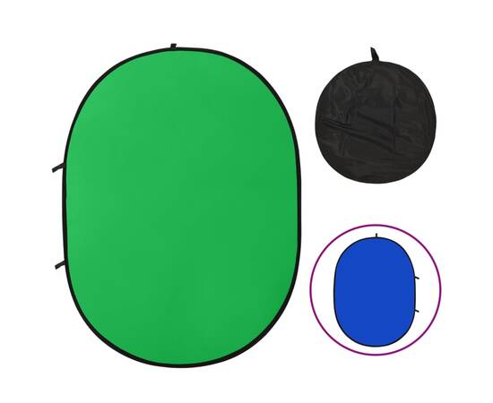 Ecran fundal studio foto 2-în-1 verde&albastru 200x150 cm oval
