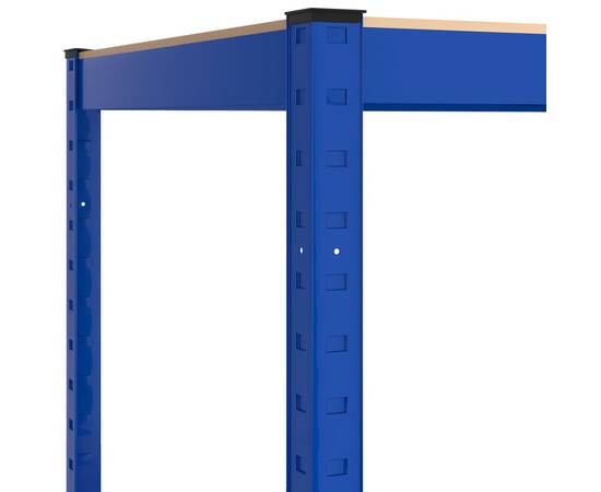 Raft de colț cu 5 niveluri, albastru, oțel și lemn prelucrat, 8 image