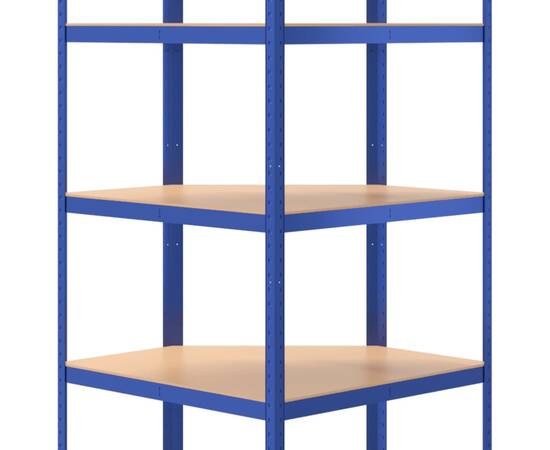 Raft de colț cu 5 niveluri, albastru, oțel și lemn prelucrat, 7 image