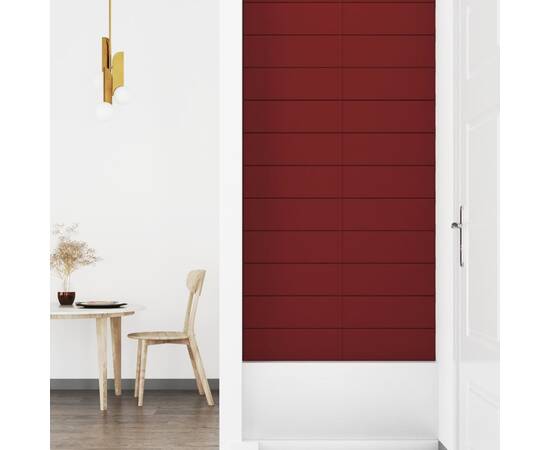 Panouri de perete 12 buc. roșu vin 90x15 cm textil 1,62 m², 4 image