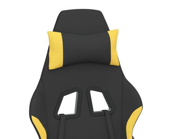Scaun de gaming pivotant cu taburet negru/galben deschis textil, 8 image