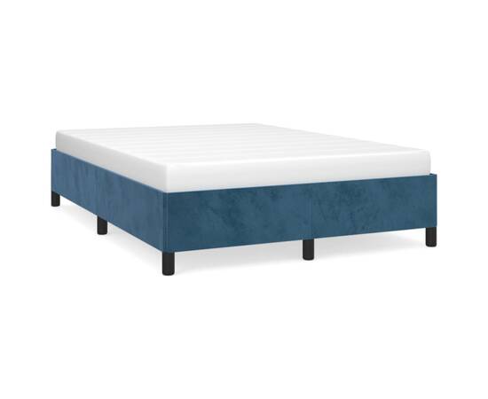 Cadru de pat, albastru închis, 140x190 cm, catifea, 2 image