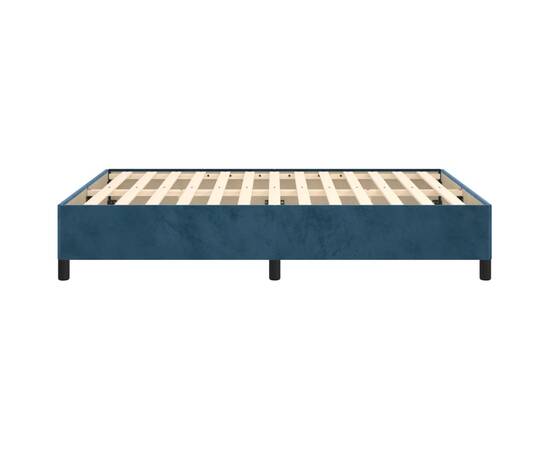 Cadru de pat, albastru închis, 140x190 cm, catifea, 6 image