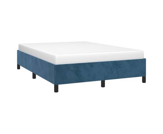 Cadru de pat, albastru închis, 140x190 cm, catifea, 3 image