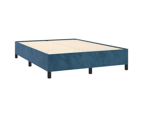 Cadru de pat, albastru închis, 140x190 cm, catifea, 4 image