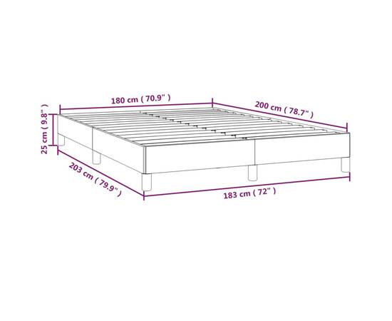 Cadru de pat, maro închis, 180 x 200 cm, material textil, 9 image