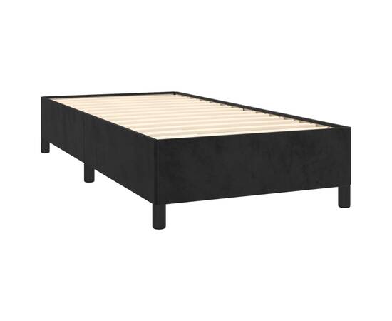 Cadru de pat, negru, 90x190 cm, catifea, 4 image