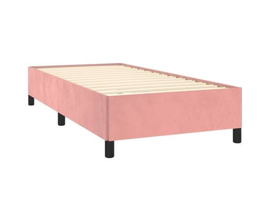 Cadru de pat, roz, 100x200 cm, catifea, 4 image