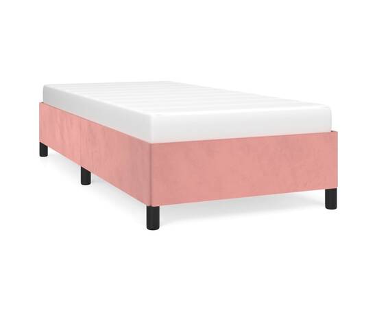 Cadru de pat, roz, 100x200 cm, catifea, 2 image