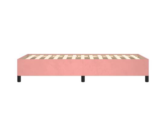 Cadru de pat, roz, 100x200 cm, catifea, 6 image