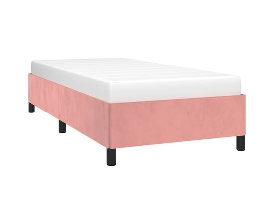 Cadru de pat, roz, 100x200 cm, catifea, 3 image