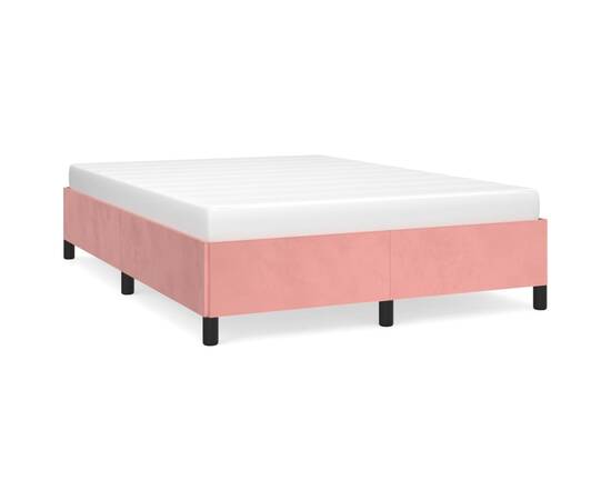 Cadru de pat, roz, 140x190 cm, catifea, 2 image