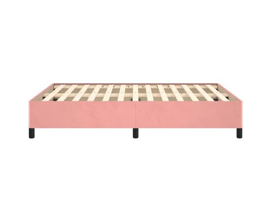 Cadru de pat, roz, 140x190 cm, catifea, 6 image