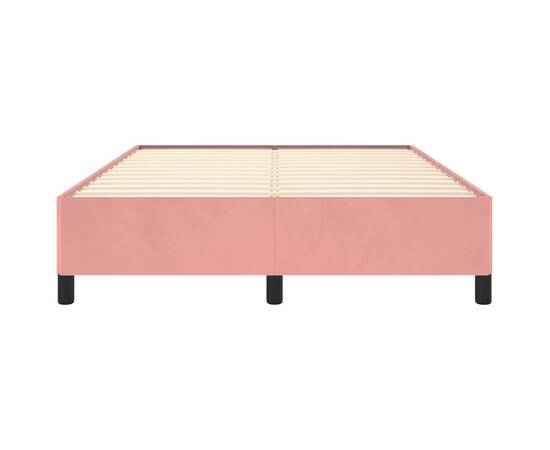 Cadru de pat, roz, 140x190 cm, catifea, 5 image