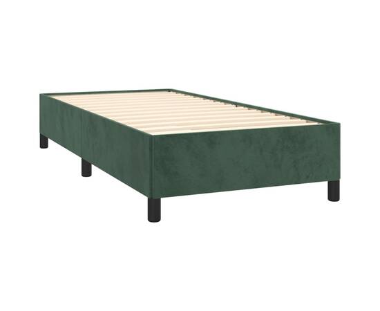 Cadru de pat, verde închis, 90x200 cm, catifea, 4 image