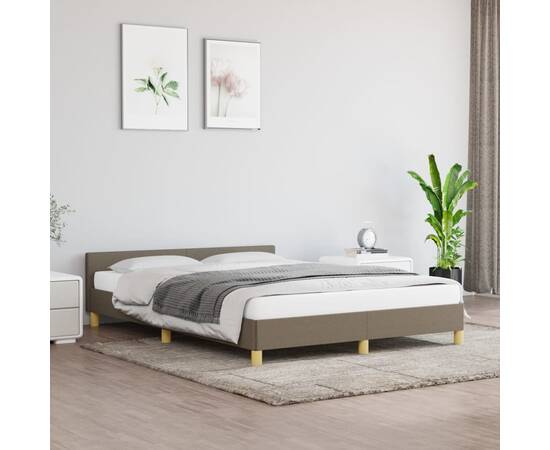 Cadru de pat cu tăblie, gri taupe, 140x200 cm, textil