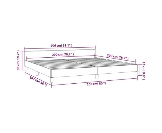 Cadru de pat cu tăblie, alb, 200x200 cm, piele ecologică, 9 image