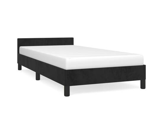Cadru de pat cu tăblie, negru, 80x200 cm, catifea, 2 image
