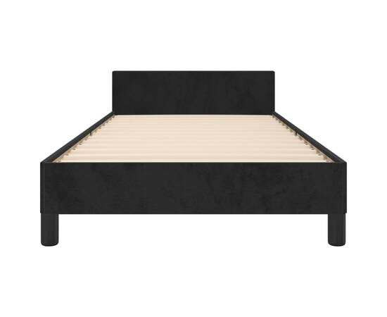 Cadru de pat cu tăblie, negru, 80x200 cm, catifea, 5 image