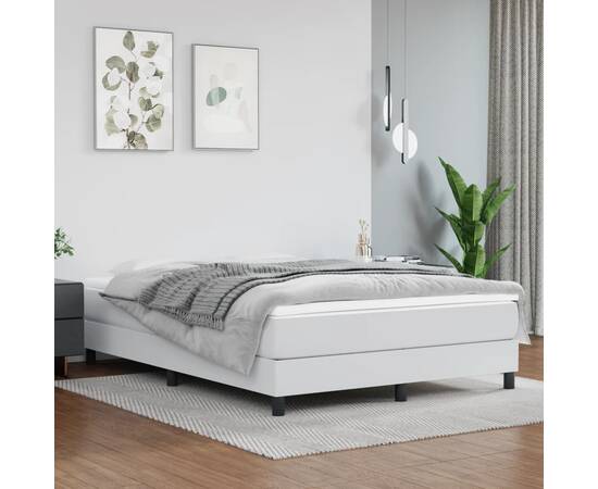 Saltea de pat cu arcuri, alb, 140x200x20 cm, piele ecologică