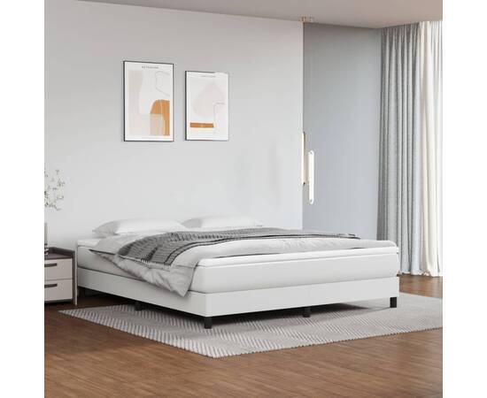 Saltea de pat cu arcuri, alb, 160x200x20 cm, piele ecologică