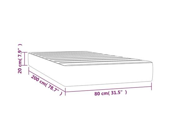 Saltea de pat cu arcuri, alb, 80x200x20 cm, piele ecologică, 7 image