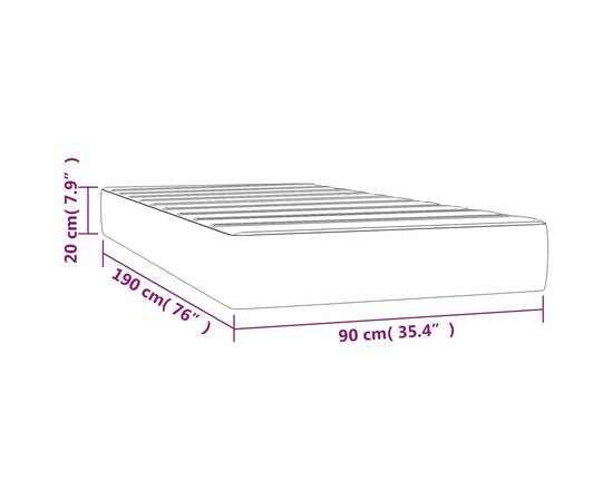 Saltea de pat cu arcuri, alb, 90x190x20 cm, piele ecologică, 7 image