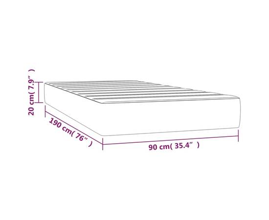 Saltea de pat cu arcuri, gri, 90x190x20 cm, piele ecologică, 7 image