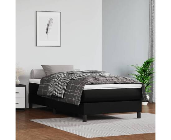 Saltea de pat cu arcuri, negru, 100x200x20 cm, piele ecologică
