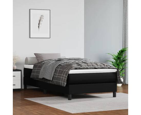 Saltea de pat cu arcuri, negru, 80x200x20 cm, piele ecologică