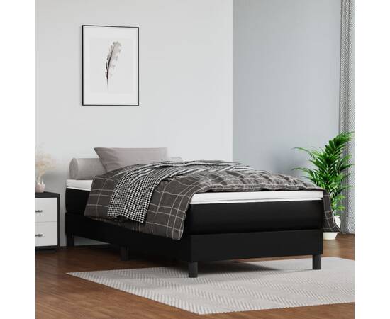 Saltea de pat cu arcuri, negru, 90x200x20 cm, piele ecologică