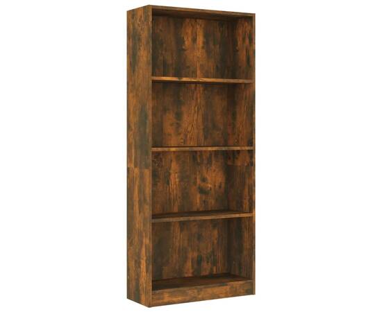 Bibliotecă 4 niveluri stejar fumuriu 60x24x142 cm lemn compozit, 2 image