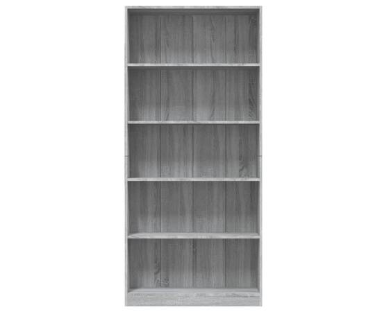 Bibliotecă 5 niveluri gri sonoma 80x24x175 cm lemn compozit, 4 image