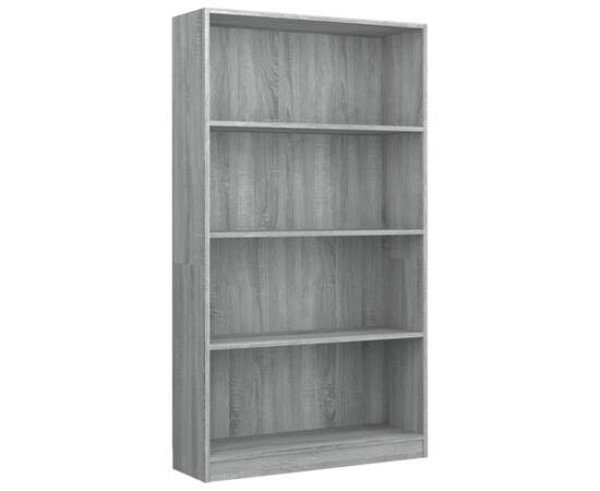 Bibliotecă cu 4 niveluri gri sonoma 80x24x142 cm lemn compozit, 2 image