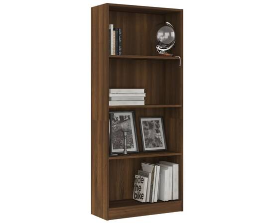 Bibliotecă cu 4 niveluri stejar maro 60x24x142 cm lemn compozit, 3 image