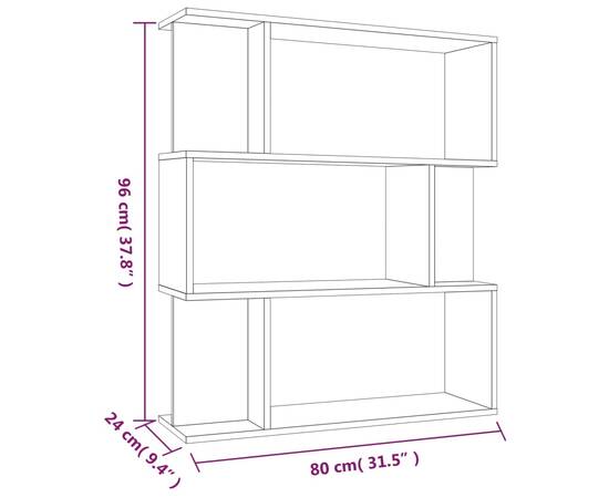 Bibliotecă/separator, sonoma gri, 80x24x96cm, lemn prelucrat, 9 image