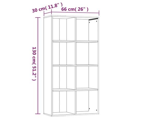 Bibliotecă/servantă, gri sonoma, 66x30x130 cm, lemn prelucrat, 11 image